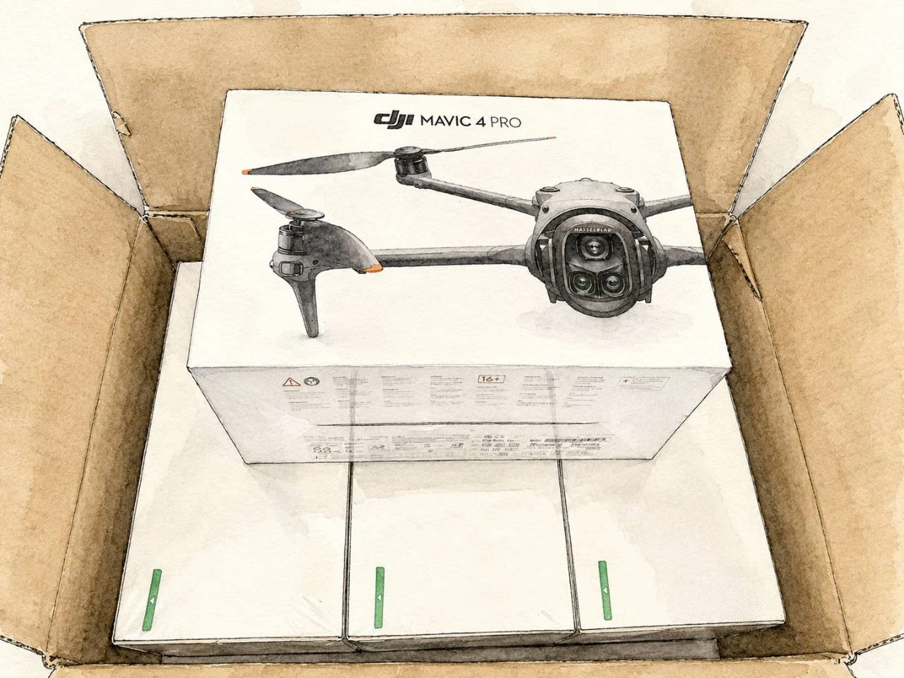 DJI Mavic 4 Pro package in B2B shipment illustration